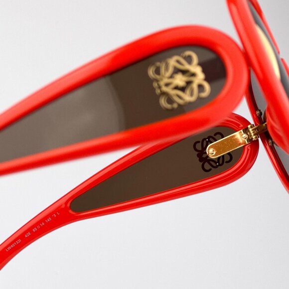 Loewe x Paula’s Ibiza Sunglasses – Orange Pilot Frame Brown Lenses LW40132I 42E - Picture 10 of 11